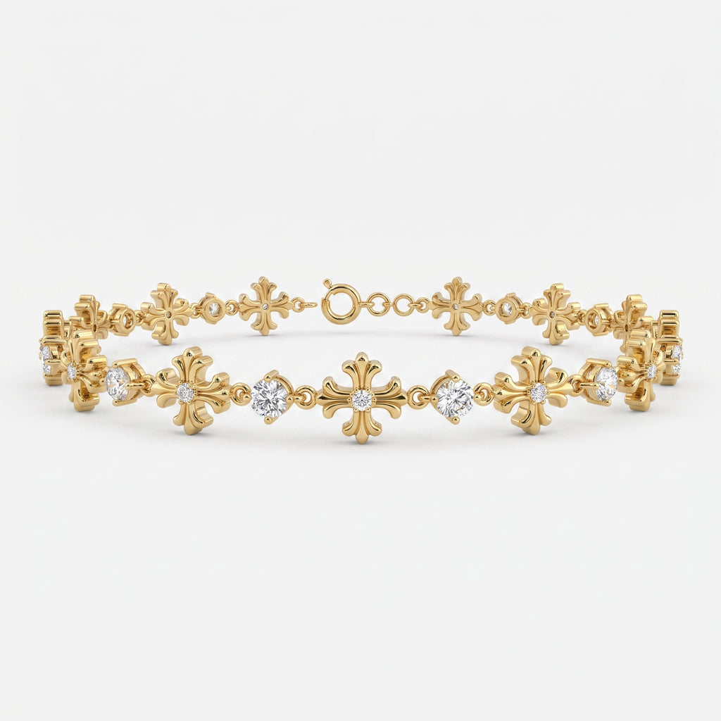 Timeless Elegance Luxe Floral Design Round Diamond Bracelet