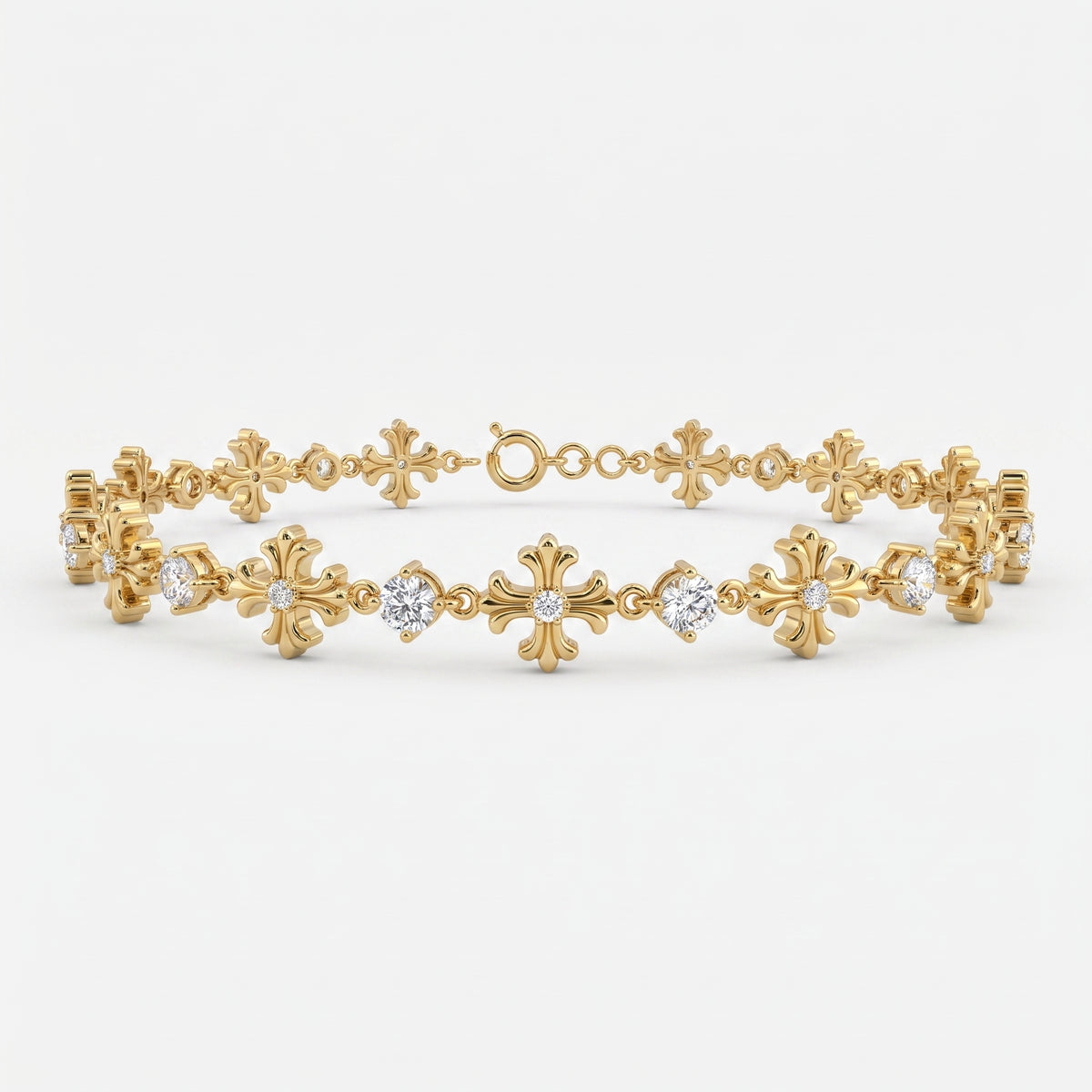 Timeless Elegance Luxe Floral Design Round Diamond Bracelet