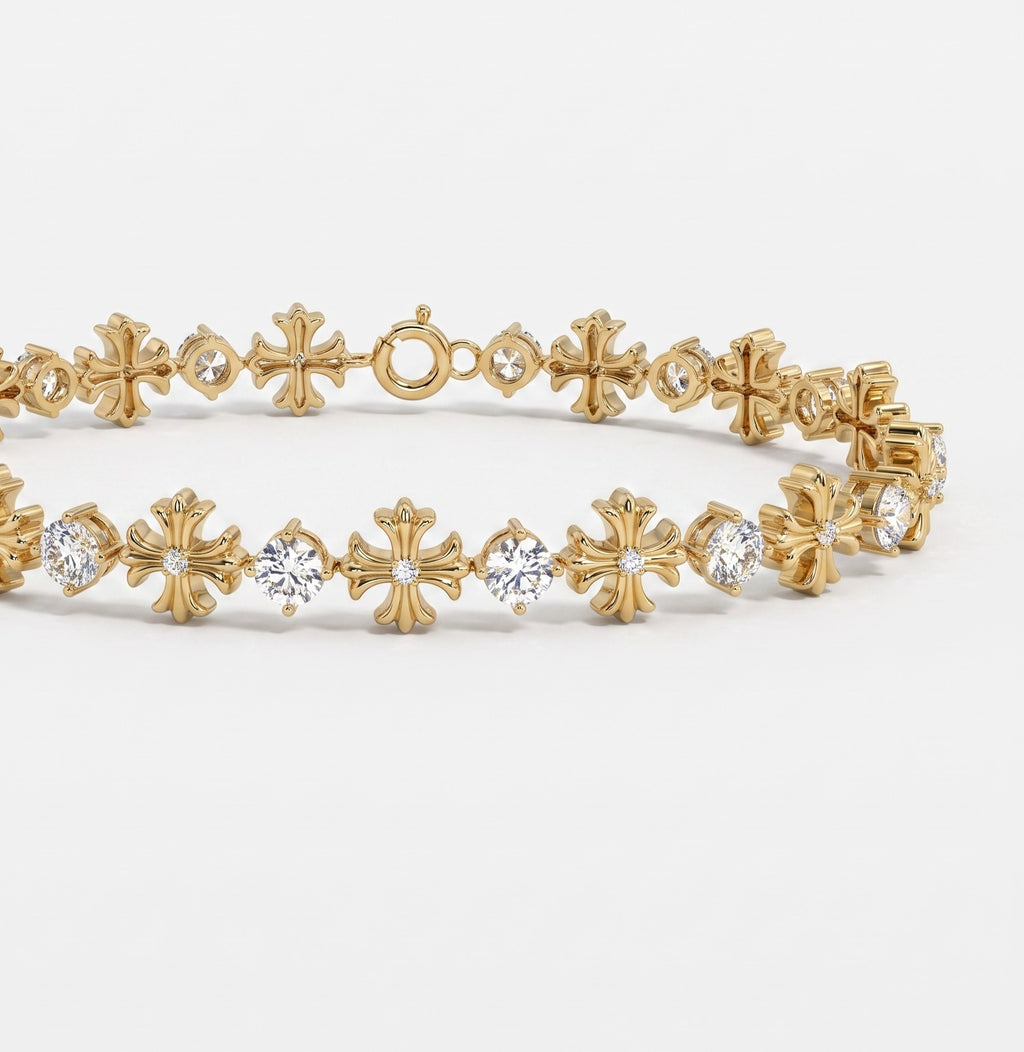 Timeless Elegance Luxe Floral Design Round Diamond Bracelet