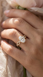 Elegant Oval Cut Diamond with Twisted Pave Engagement Ring