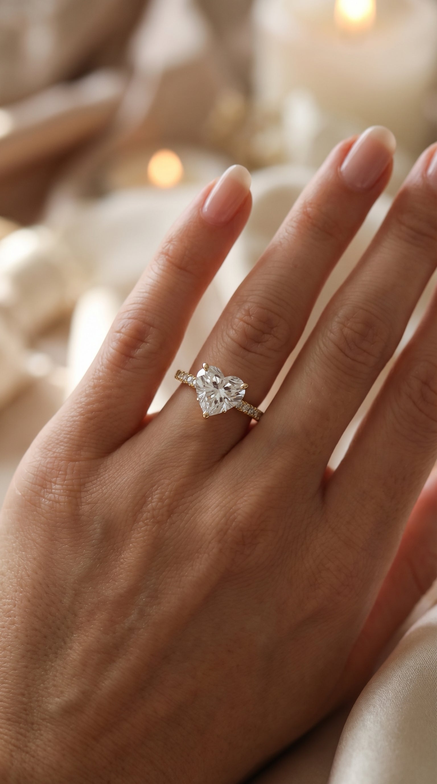 Heart Shape Diamond Side Stone Engagement Ring