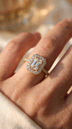 Emerald Cut Diamond Side Stone Pavé Engagement Ring