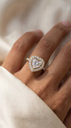 Heart Shape Diamond Halo Ring with Pavé Engagement Ring