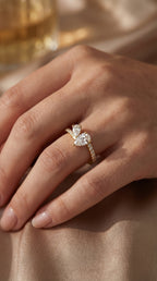 Two-Stone Pear Shaped Diamond Bypass Side Stone Engagement Ring