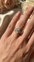 Custom 4‑Prong Diamond Ring with Bezel‑Set Pear Side Stones