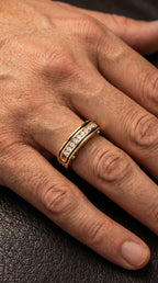 Round Diamond Onyx Channel Men's Ring ( 0.40 Ct. )