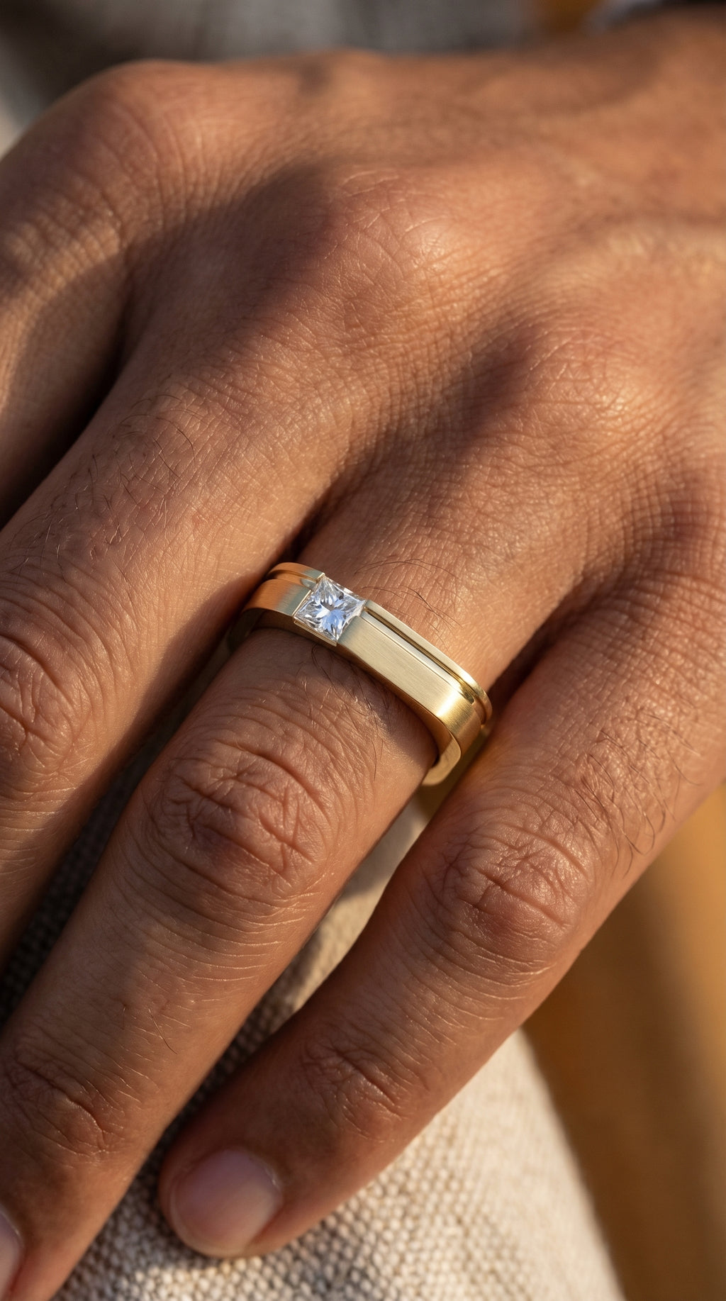 Square Ring for Men Masculine Brilliance diamond Band ( 0.40 -0.50 ct.)