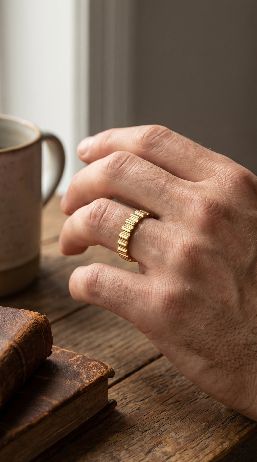 Fluted Wedding Metal Band
