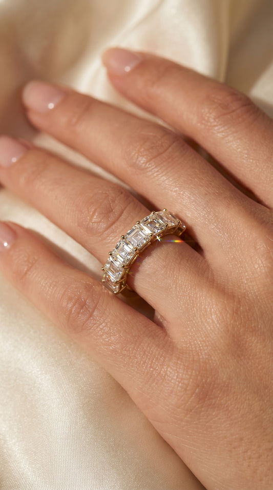 Luxury Asscher Cut Half Diamond Band