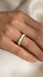 Natural Impression Wedding Band Made Of White Enamel