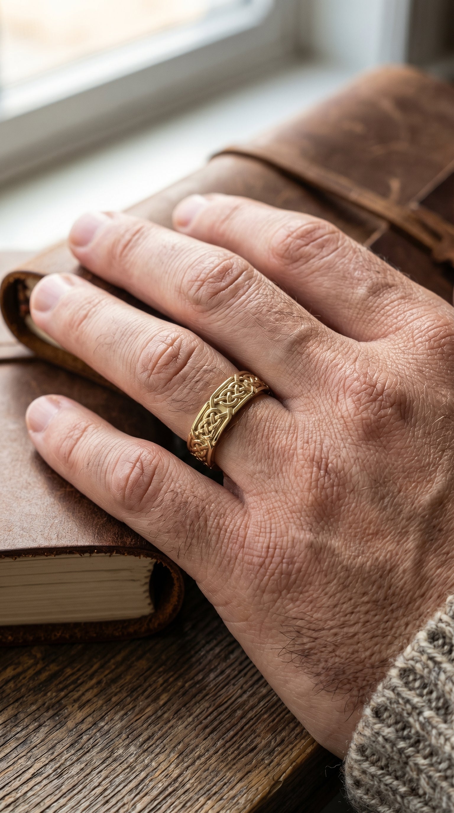 Intertwined Engraved and High Polished Metal Band