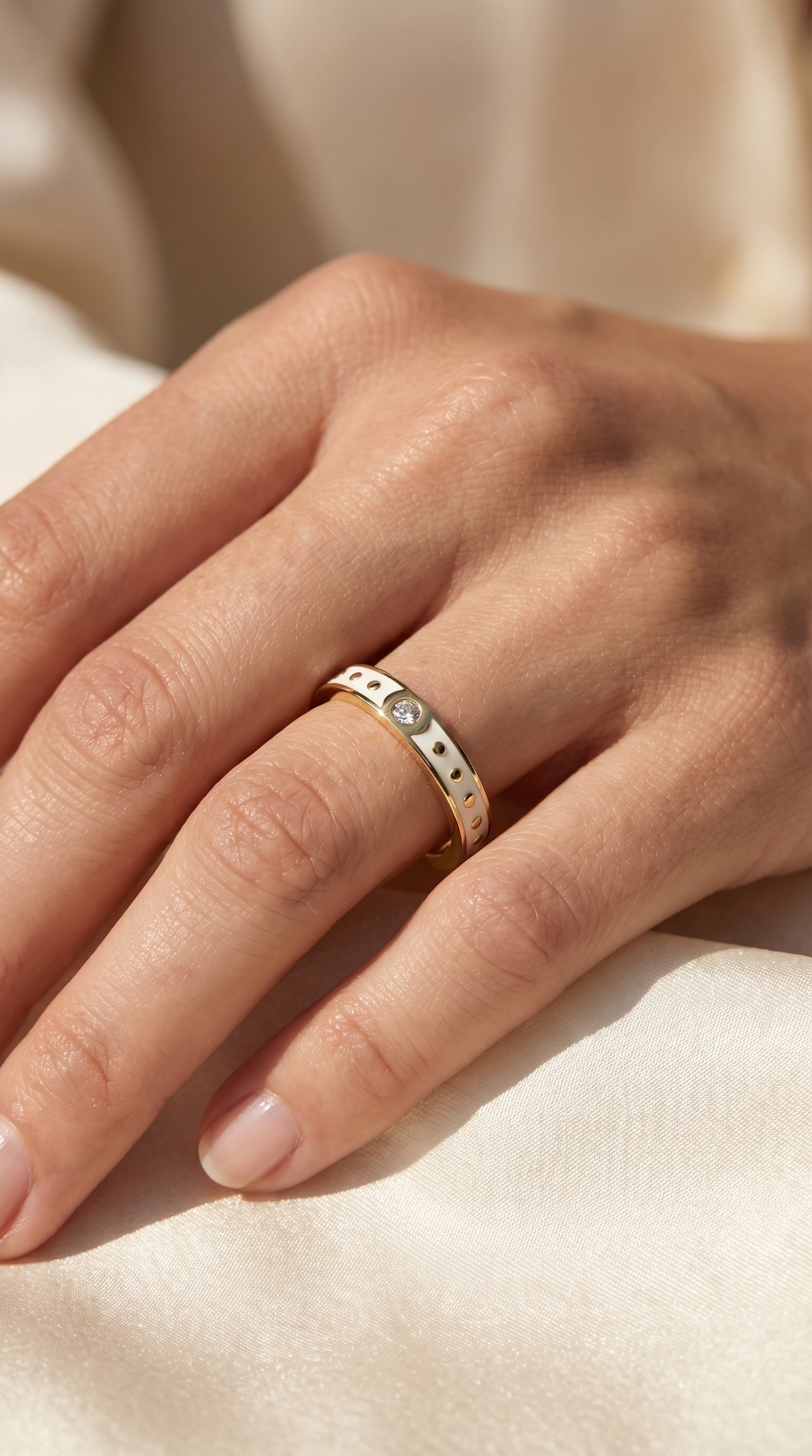 Minimalist Moon Motif Round Diamond Celestial Design Ring