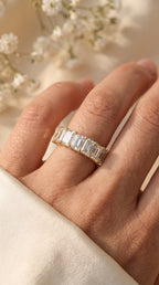 Luxury Radiant Cut Diamond Half Design Ring