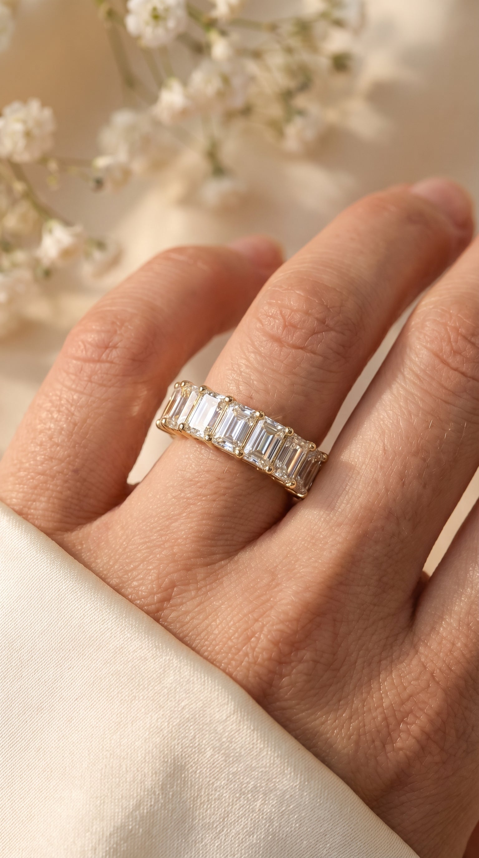Luxury Radiant Cut Diamond Half Design Ring