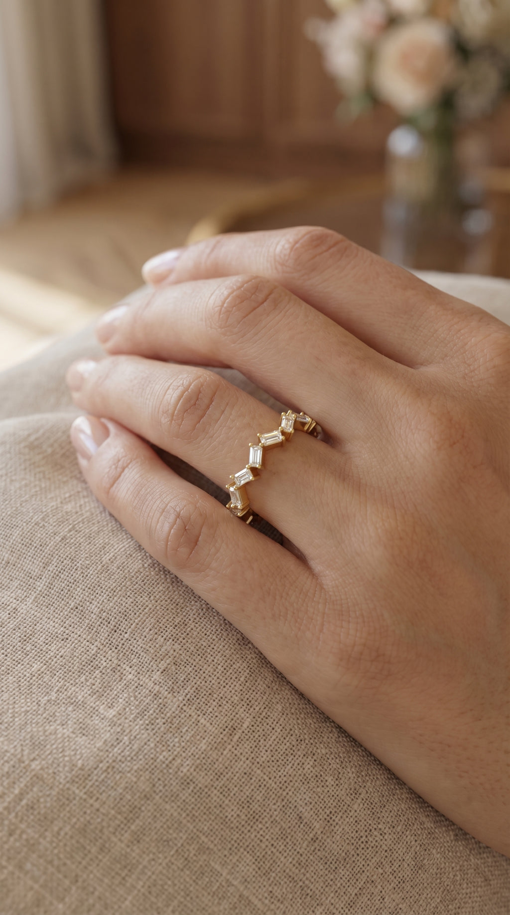 Mordent Zig Zag Baguette Diamond Anniversary Ring