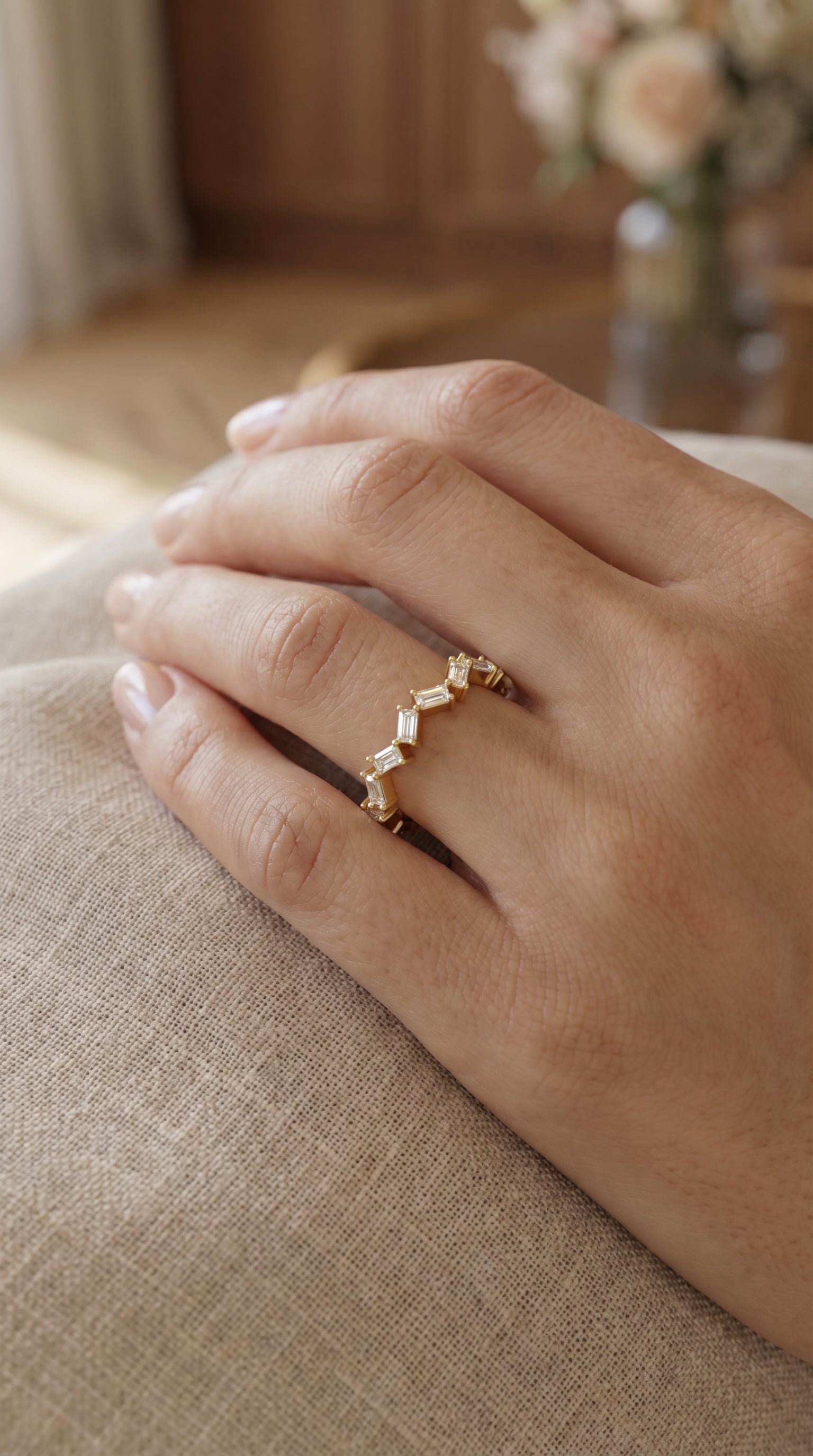 Mordent Zig Zag Baguette Diamond Anniversary Ring