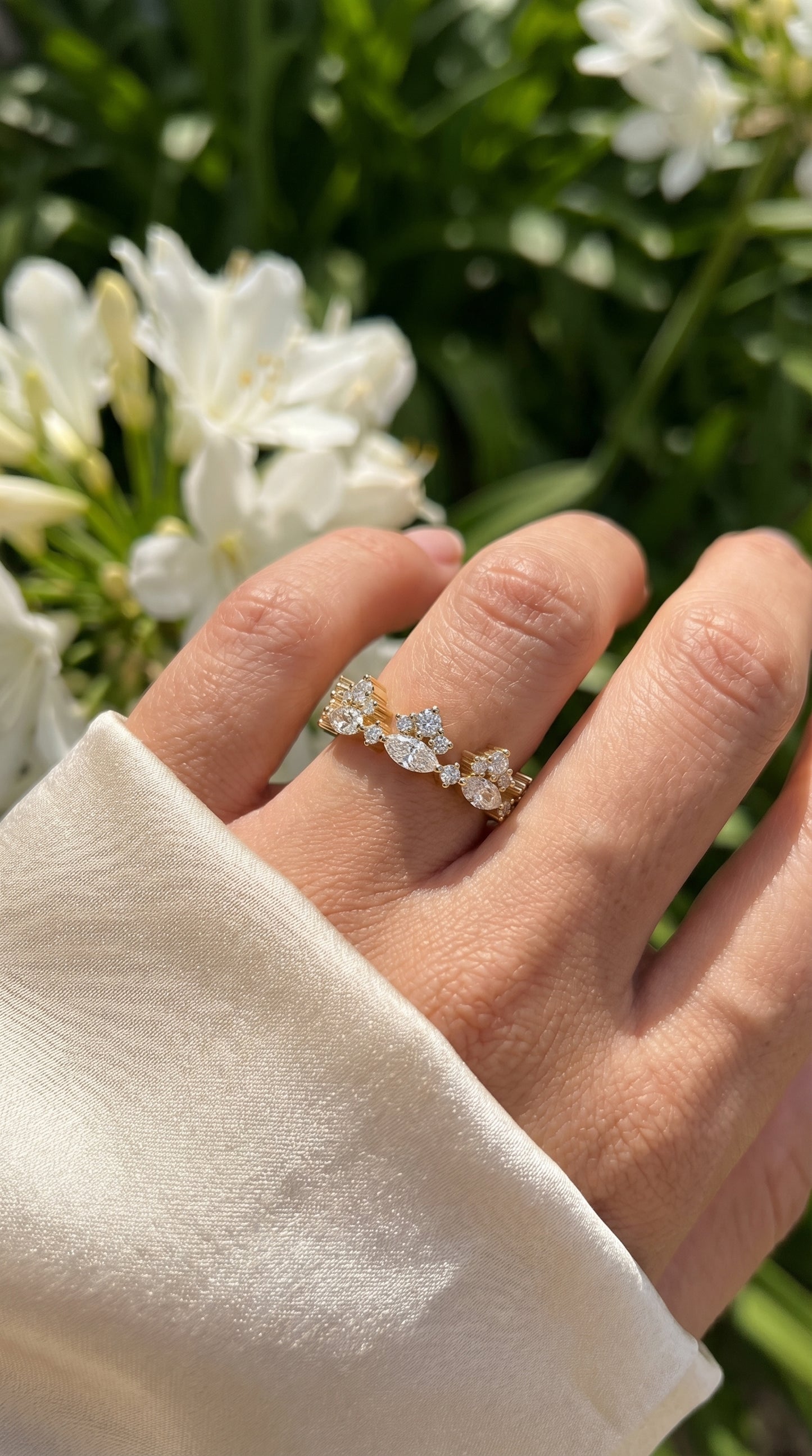 Marquise & Round Diamond Stackable Design Fashion Ring