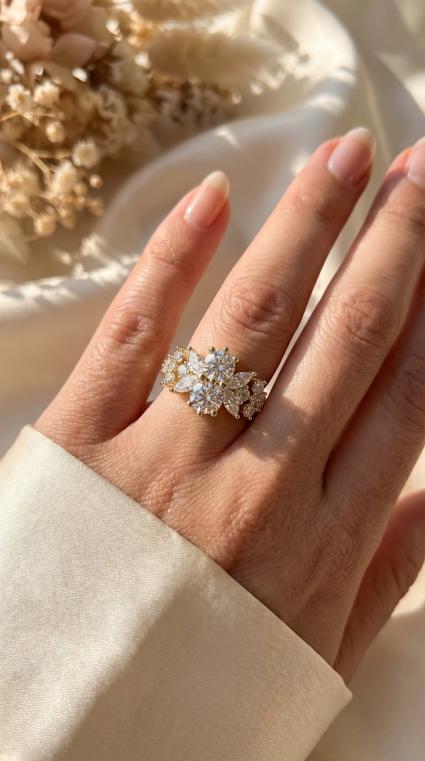 Luxury Statement Floral Diamond Design Fashion Ring