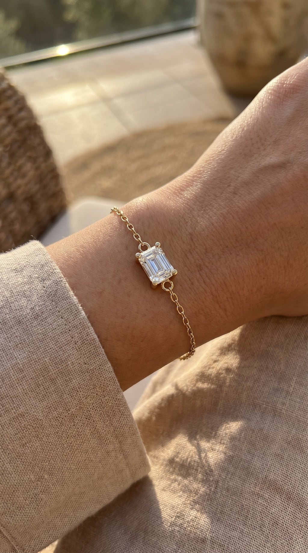 Emerald Diamond Luminous Link Chain Bracelet