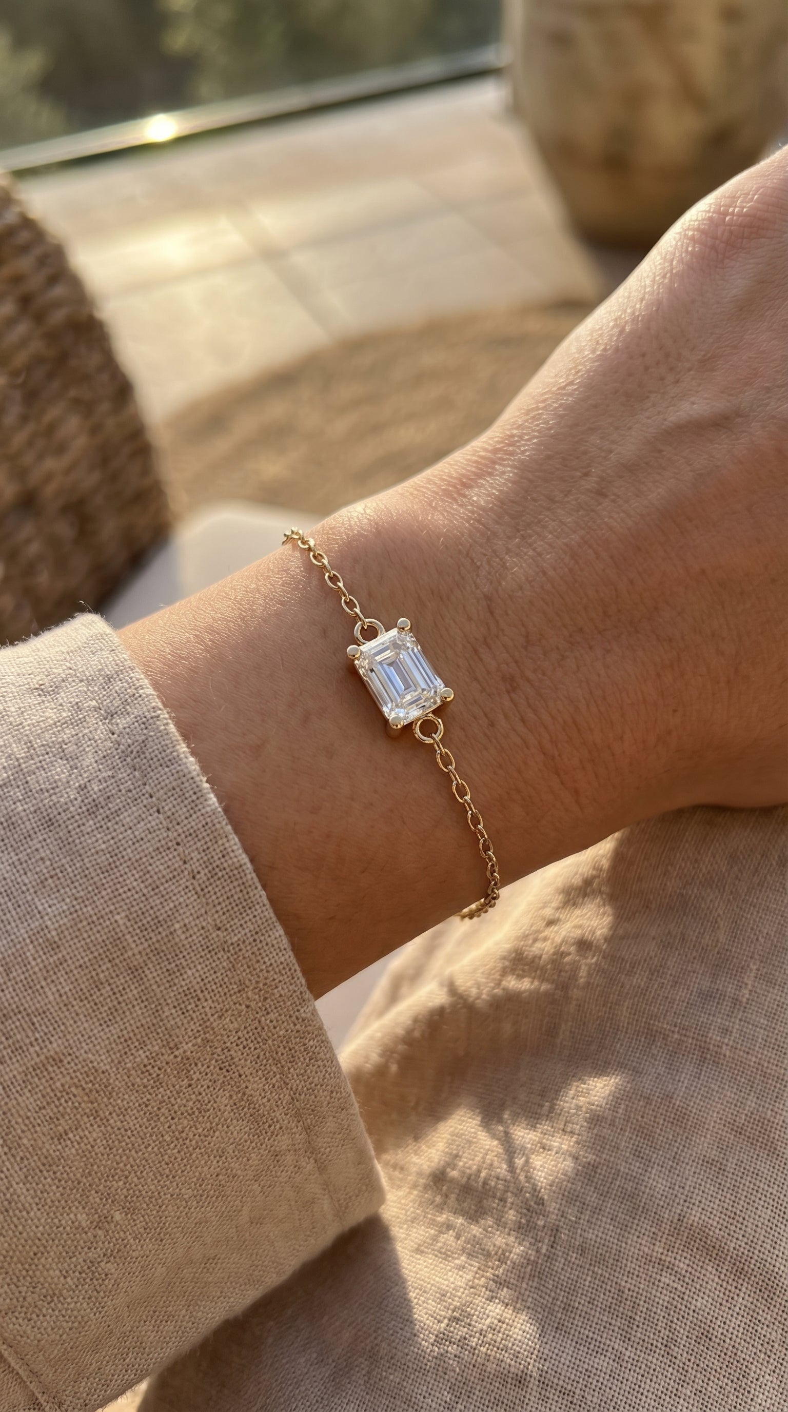 Emerald Diamond Luminous Link Chain Bracelet