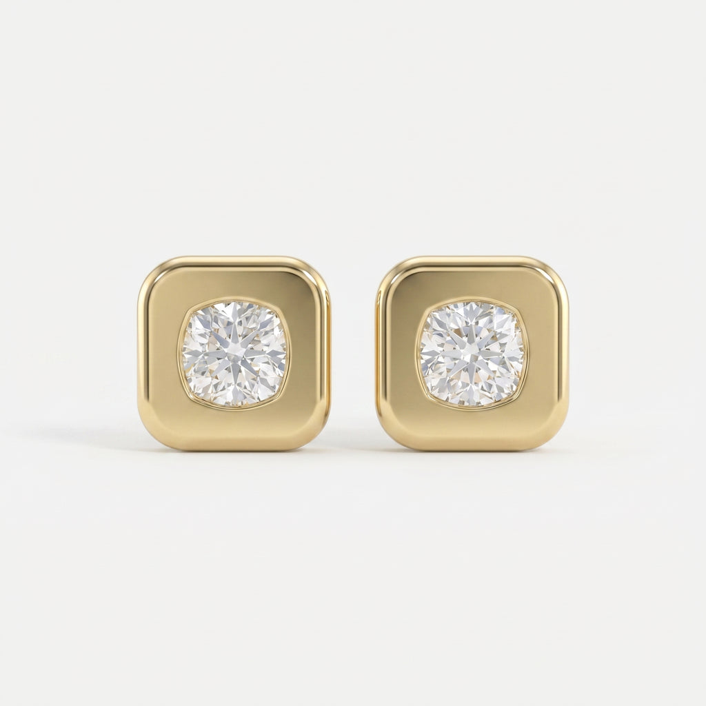 Bezel Set Round Diamond Stud Earrings