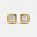Bezel Set Round Diamond Stud Earrings