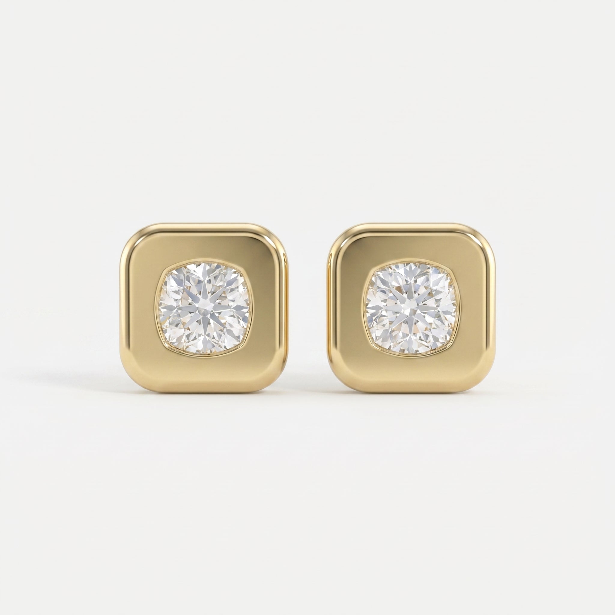 Bezel Set Round Diamond Stud Earrings
