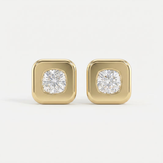 Bezel Set Round Diamond Stud Earrings