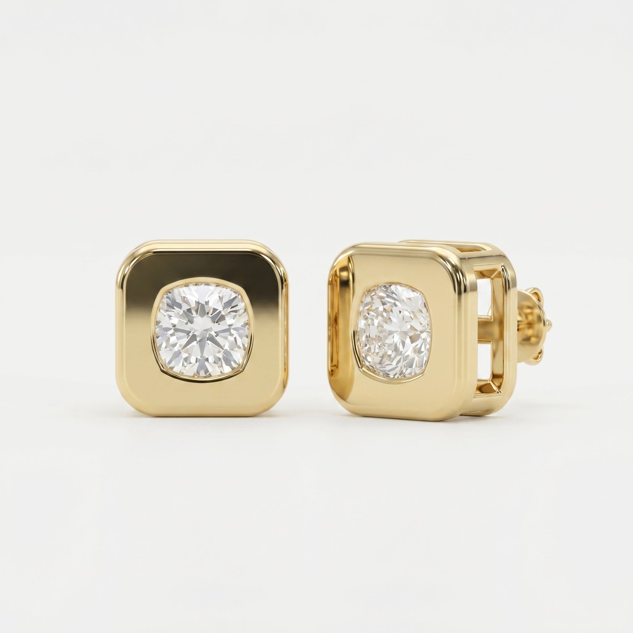 Bezel Set Round Diamond Stud Earrings
