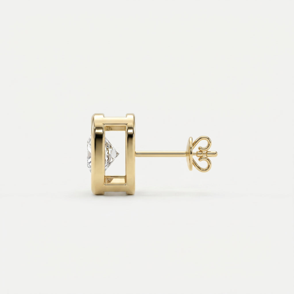 Bezel Set Round Diamond Stud Earrings