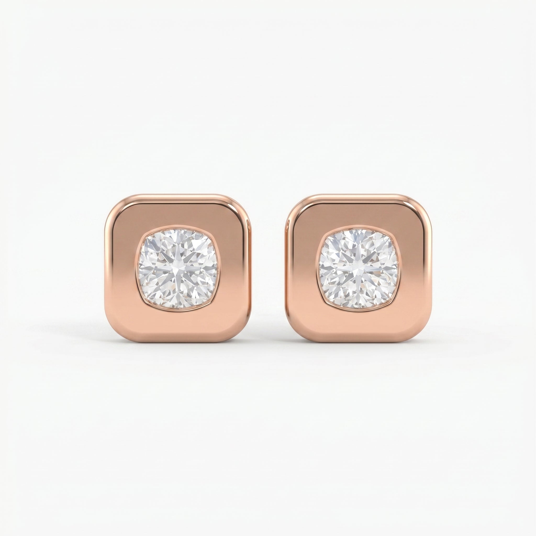 Bezel Set Round Diamond Stud Earrings