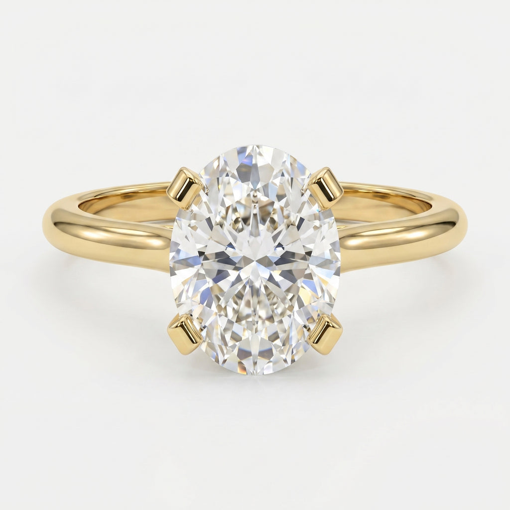 Classic Oval Shape Diamond  Solitaire Engagement Ring