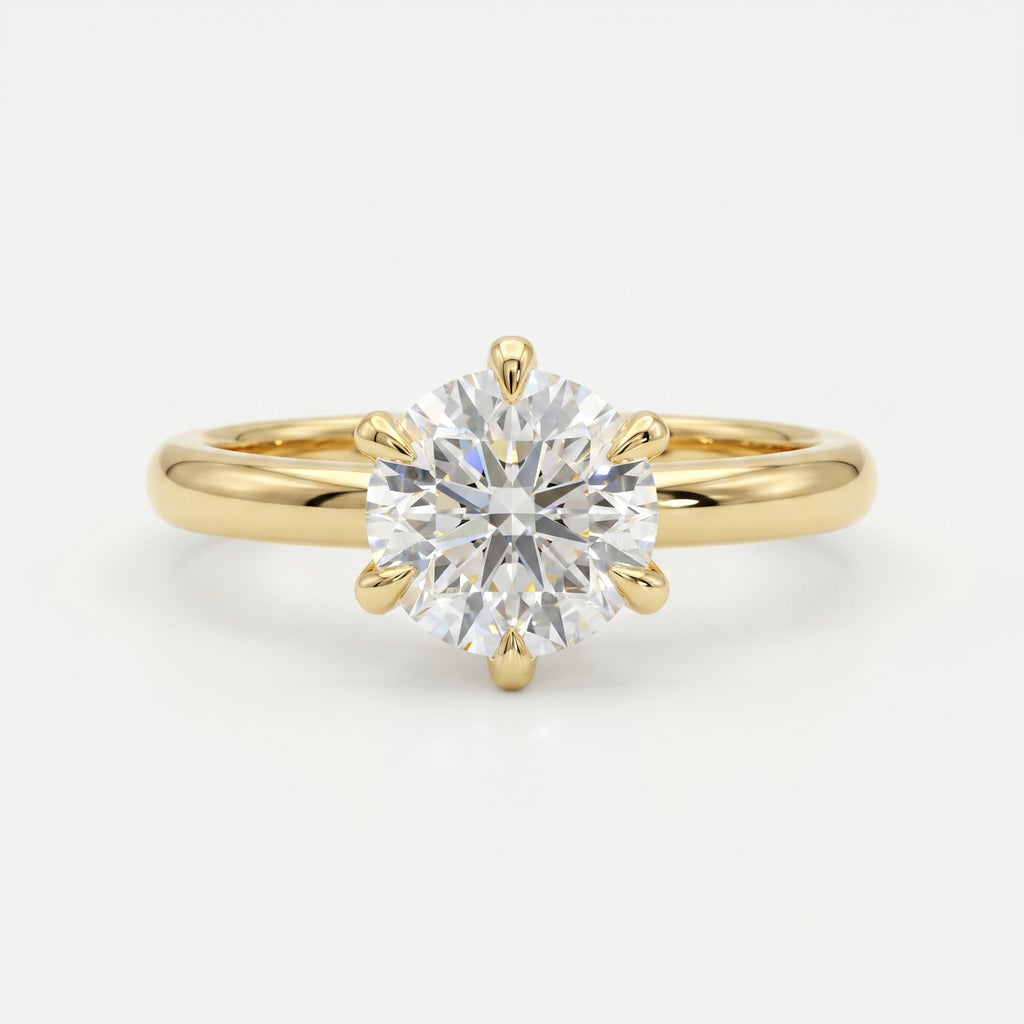 Classic Round Cut Diamond Solitaire Engagement Ring