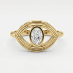 Modern Oval Cut Diamond Eye Design Ring