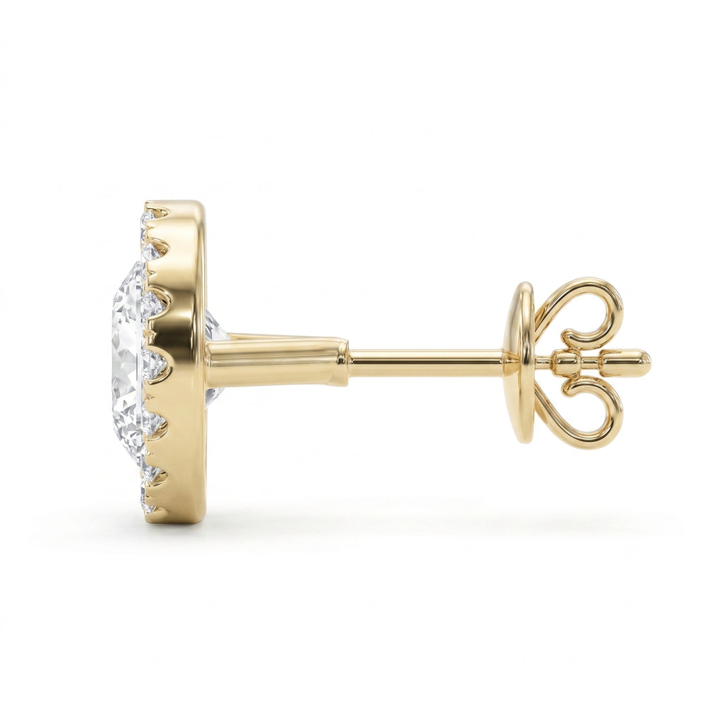 Halo Design Round Diamond Earring Stud
