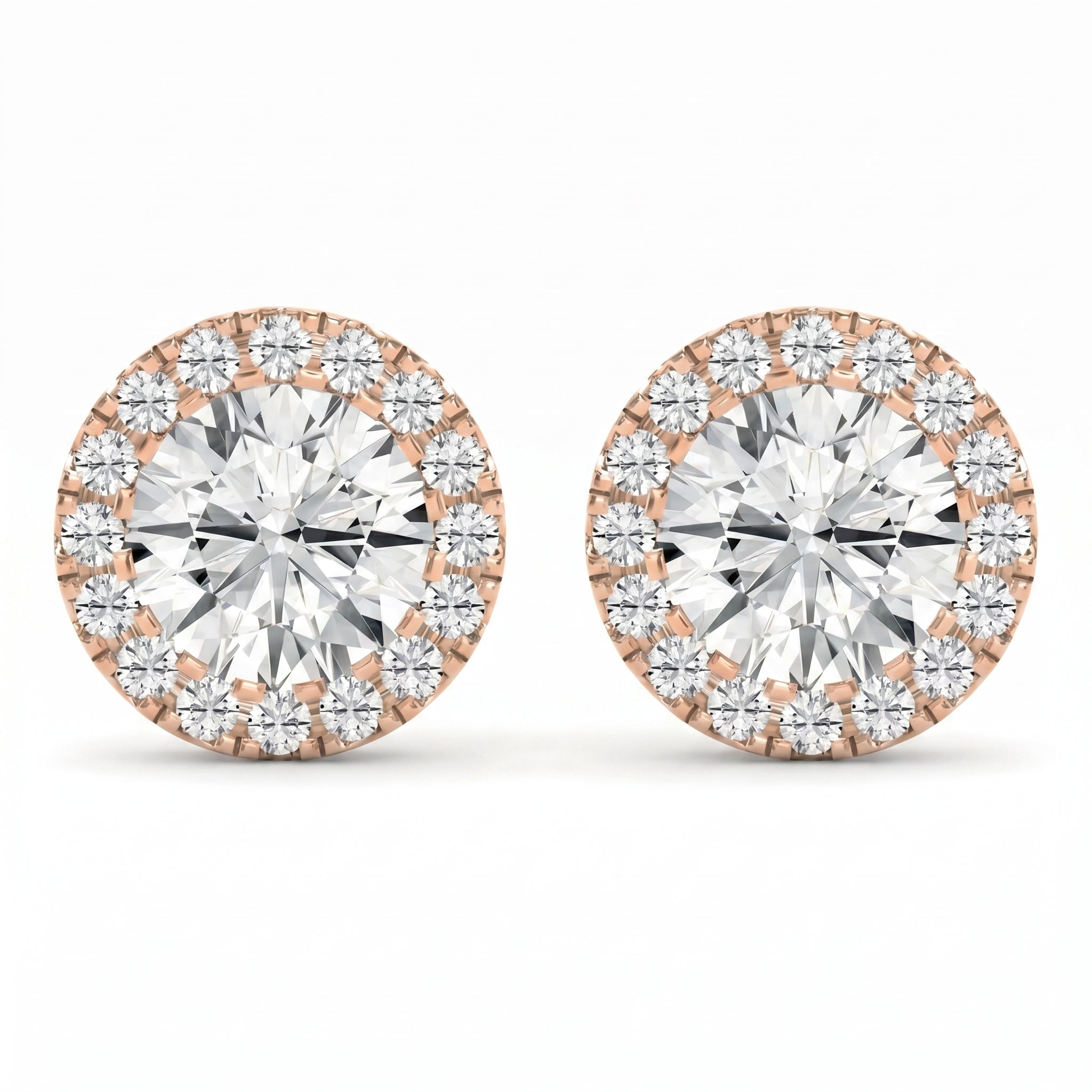 Halo Design Round Diamond Earring Stud