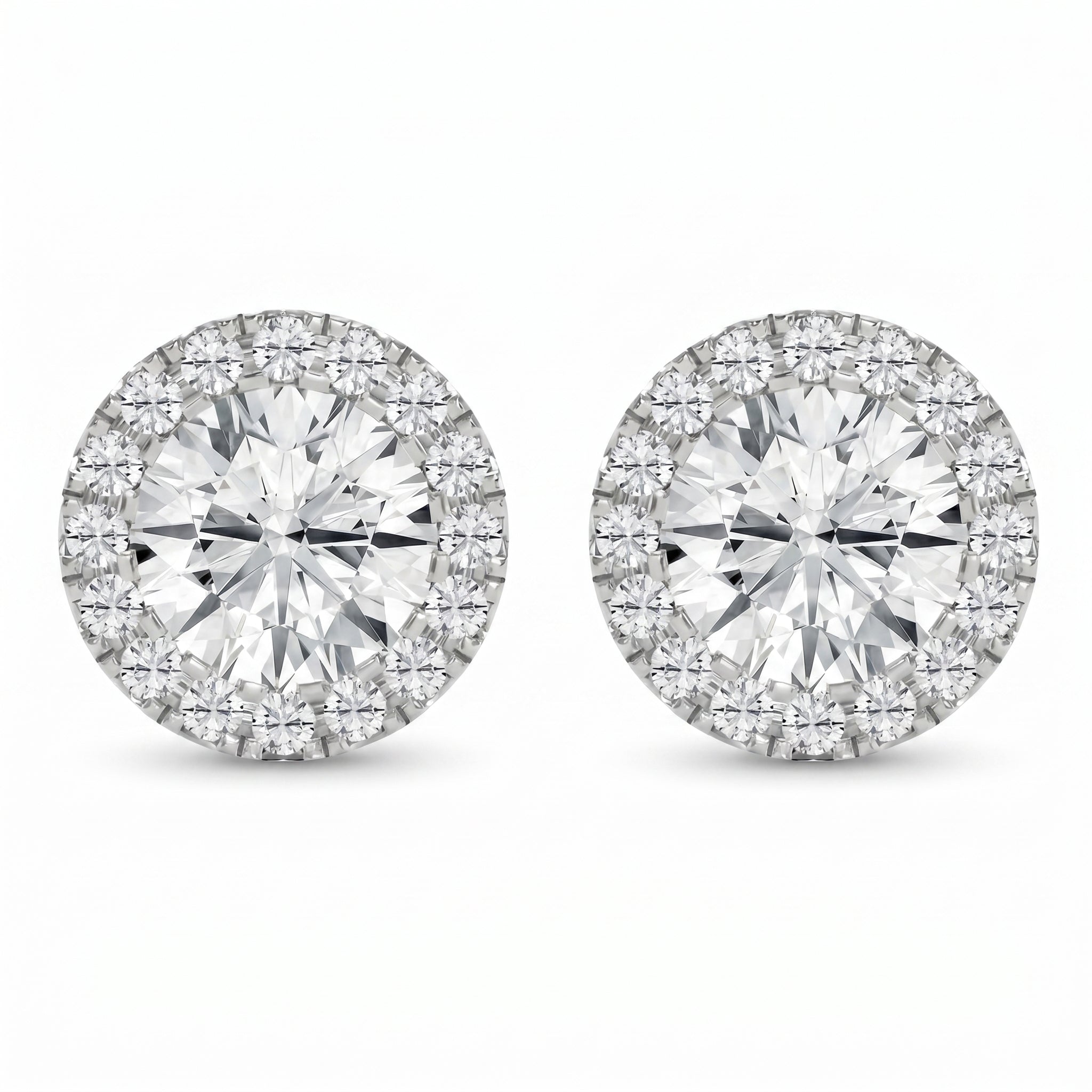 Halo Design Round Diamond Earring Stud