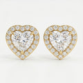 Heart Diamond Halo Design Stud Earrings