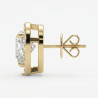 Heart Diamond Halo Design Stud Earrings
