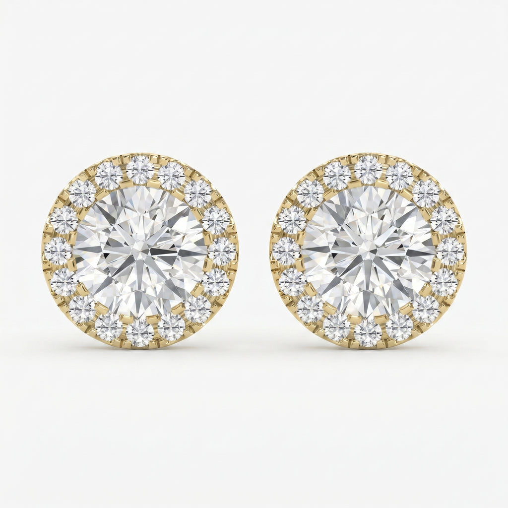 Halo Design Round Diamond Earring Stud