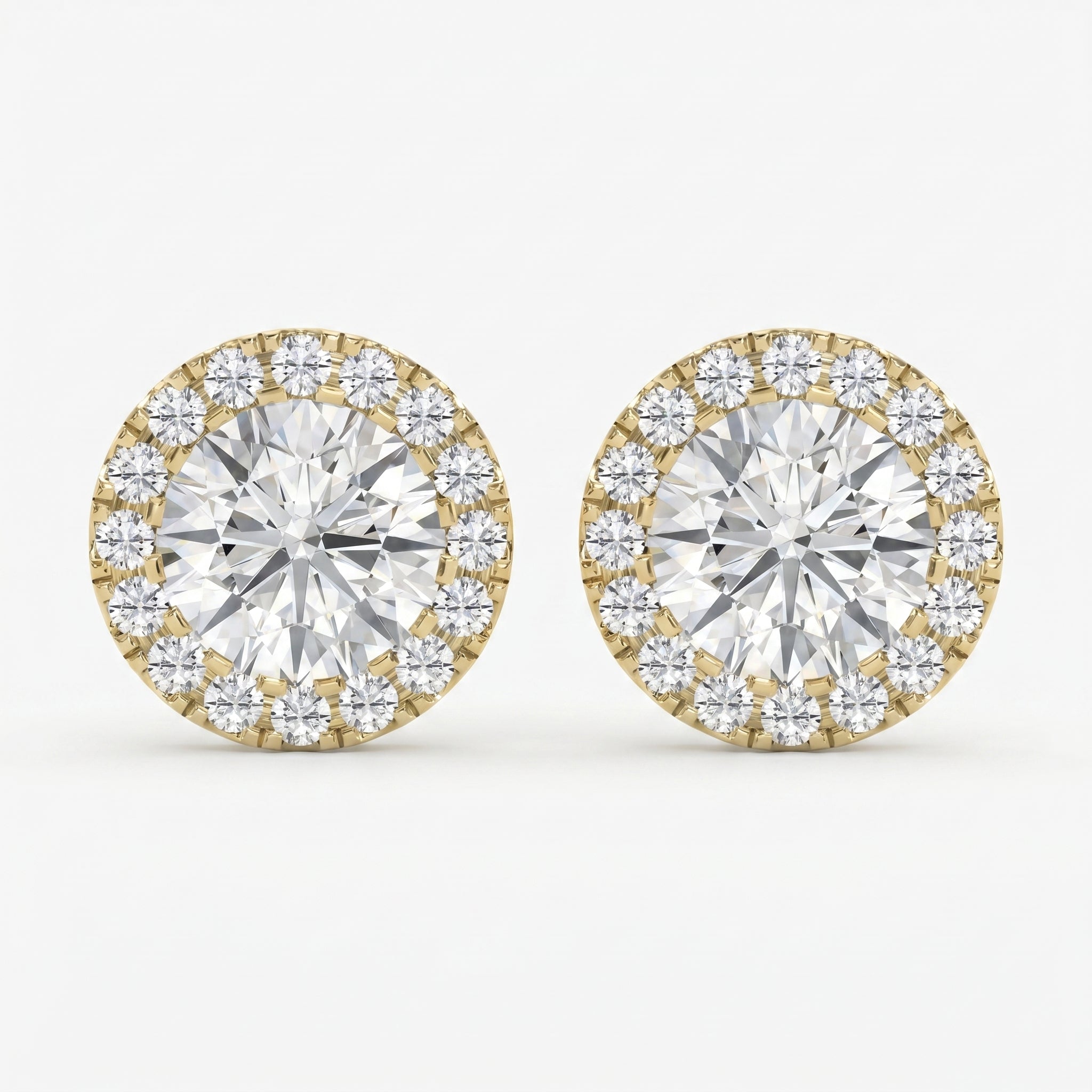 Halo Design Round Diamond Earring Stud