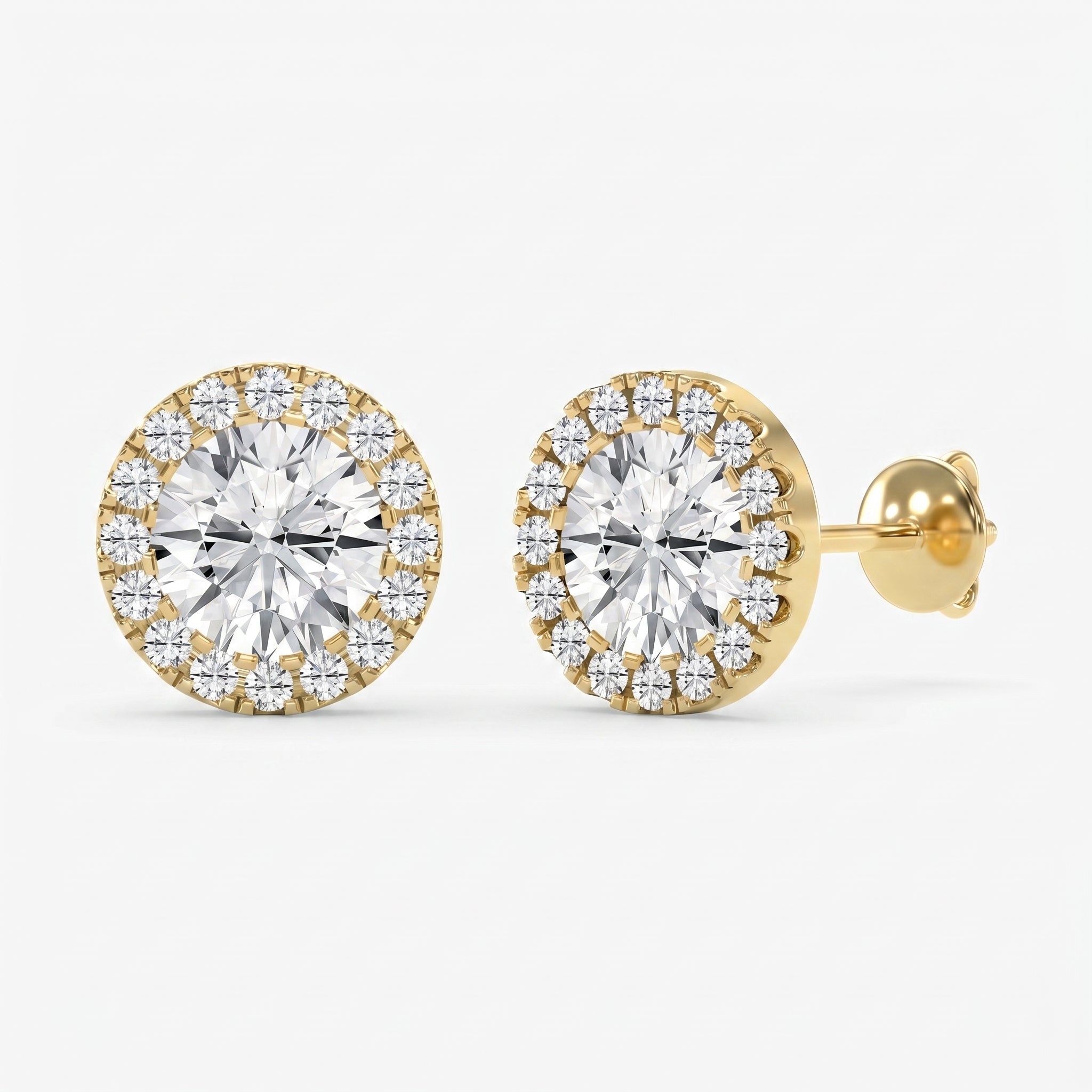 Halo Design Round Diamond Earring Stud