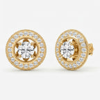 Round Diamond Halo Design Earrings