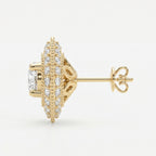 Round Diamond Halo Design Earrings