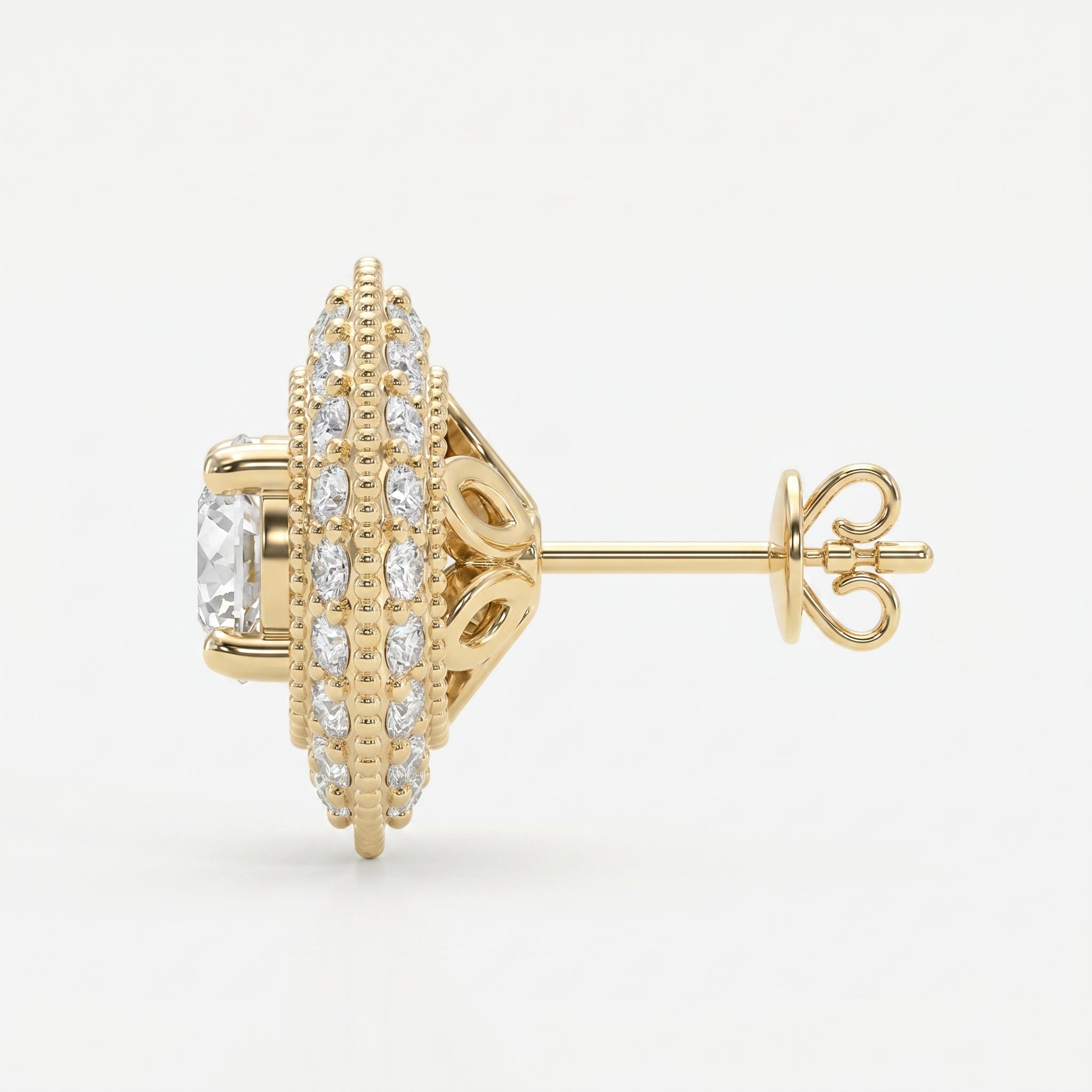 Round Diamond Halo Design Earrings