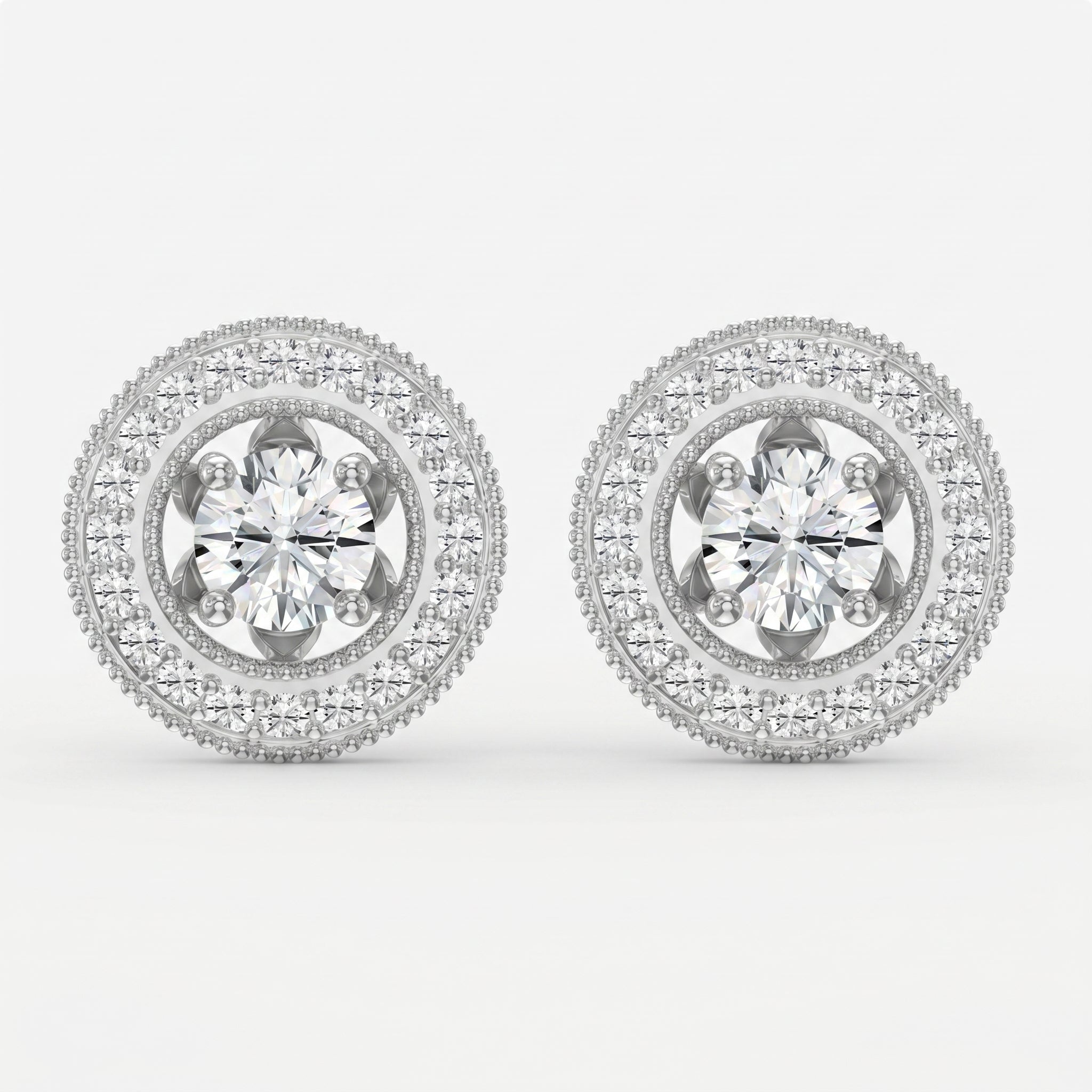 Round Diamond Halo Design Earrings