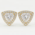 Trillion Cut Diamond Halo Stud Earrings