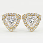 Trillion Cut Diamond Halo Stud Earrings