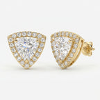 Trillion Cut Diamond Halo Stud Earrings