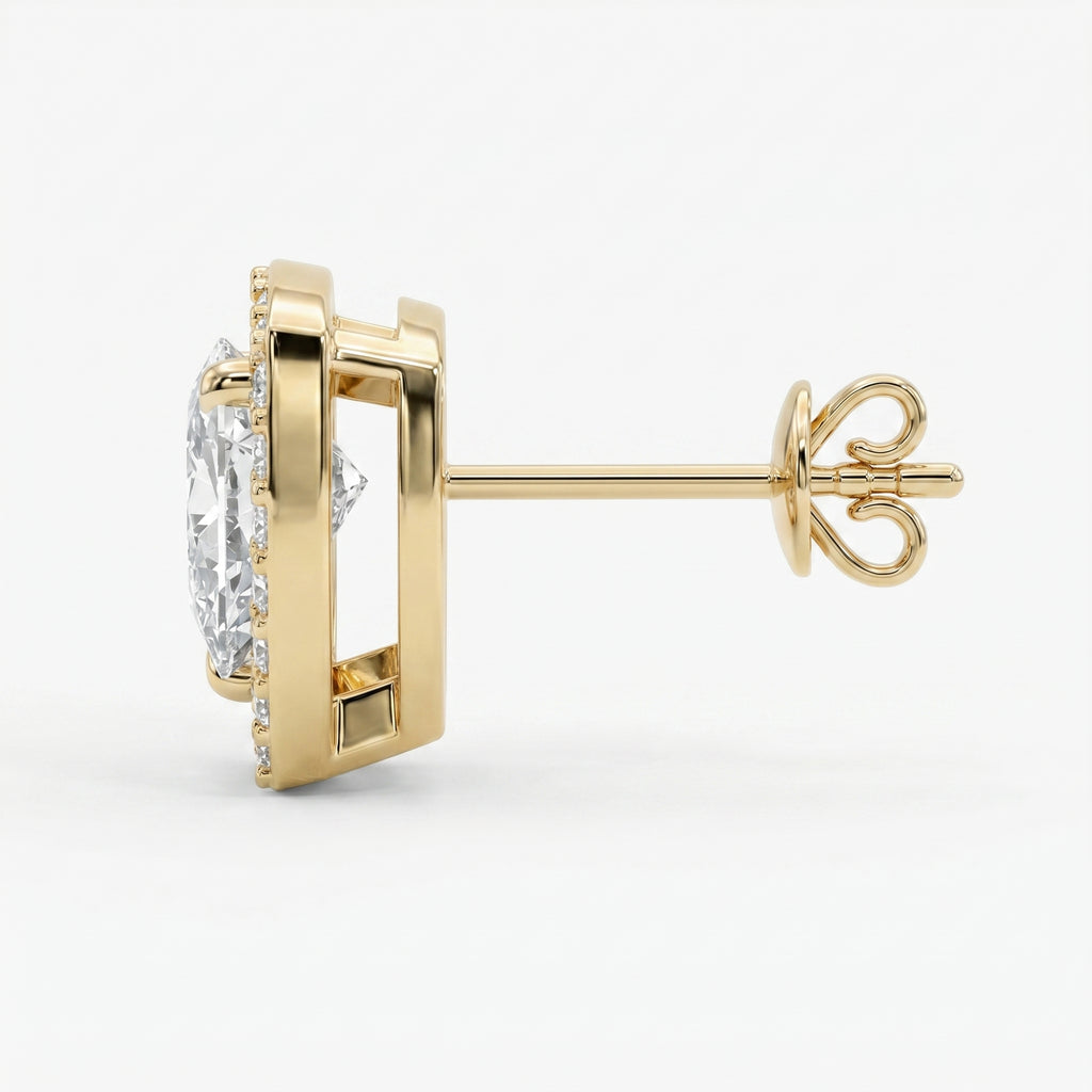 Trillion Cut Diamond Halo Stud Earrings